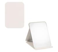 TONGIHS 1 Pieza Espejo De Viaje Portátil, para Peinados, Blanco | 20×15,3cm,Cuero&cristal,Resistente,Duradero,Compacto,Resistente a la deformación,Imagen nítida,Plegable,para Salidas,viajes