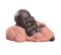 TONGIHS 1 Pieza Estatua Boudha Rieur, Adorno Escultura de Té, Laughing Maitreya Buddha, Estatua de Buda, Decoración Zen y Feng Shui, Adornos Decorativos para Hogar, Mesa de Té, Jardín Zen (Rosa)