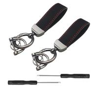 TONGIHS 2 Piezas Llavero de auténtica para coche, Llavero de Color Sólido Retro, Sólido Retro Piel de oveja para Coche para Mujeres Hombres (Negro)