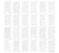 TONGIHS 24 Piezas Plantillas de Plástico con Diseños de Letras y Números Artísticos, Plantillas Letra Inglesa Reutilizables, Plantillas de Pintura de Letras y Números para Dibujo, Cuaderno