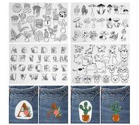 TONGIHS 4 Hojas Alfabeto de Flores Estabilizadores de Coser A Mano Solubles En Agua, Patrones de Bordado Solubles en Agua, Transferencias de Bordado, para Bordados, Gorros, Camisas, Bolsos y Toallas