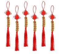 TONGIHS 6 Piezas Fortuna con Nudo Chino Rojo, Monedas Chinas Feng Shui Borla, Rojo I-Ching Suerte Cobre para Riqueza Salud Éxito a Amigo Familia Amante