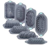Tongjude Sartén de Silicona de 4 Piezas para Hornear Pan, Sartén Antiadherente para Horno de Cocina, Perfecta para Pan de Plátano, Pan de Sándwich, Pound Cake y Pastel de Carne, 6 Tazas, Gris