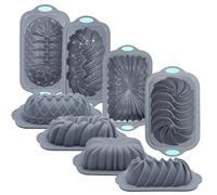 Tongjude Sartén de Silicona de 4 Piezas para Hornear Pan, Sartén Antiadherente para Horno de Cocina, Perfecto para Pan de Plátano, Pan de Sándwich, Pastel de Libra y Pastel de Carne, 4 Tazas, Gris