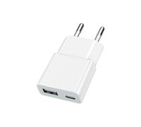 TONGKTAI Cargador USB Ultra Delgado 5W - Doble Puerto USB-C y USB-A (5V 1A), Compatible con Dispositivos como iPhone, Samsung, AirPods, cámaras, Power Banks y más - Blanco