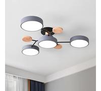 TONGNIDA Lámpara de techo, 4 discos de luz LED de 48W, luz tricolor regulable en temperatura, elegante lámpara de salón (Gris)