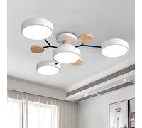 TONGNIDA Lámpara de techo, 4 discos de luz LED de 48W, luz tricolor regulable en temperatura, elegante lámpara de salón (Blanco)