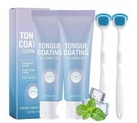 Tongue Cleaner Gel With Brush,Fresh Breath Care Kit, Dailycare For Adults,Travel Kit For Morning & Social. (2Pcs, 3.9 * 3.9 * 18.4)