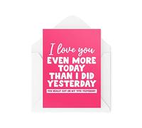 Tongue in Peach Divertida tarjeta de San Valentín - I Love You Even More Today - Tarjetas de novia novio - Tarjeta de aniversario - Tarjeta de vida casada - CBH1450