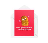 Tongue in Peach Divertida tarjeta de San Valentín - I Love You More Than Chicken Nuggets - Tarjeta de pepita de pollo - Tarjetas de novia novio - Tarjeta de aniversario - CBH1447