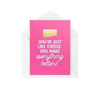 Tongue in Peach Divertida tarjeta de San Valentín - Just Like Cheese You Make Everything Better - Día de San Valentín - Tarjetas divertidas - Tarjetas de aniversario de broma - CBH1472