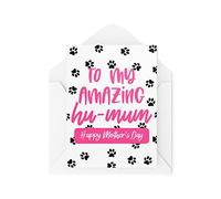 Tongue in Peach Divertida tarjeta del día de la madre del perro gato - My Amazing Hu-Mum - Tarjetas para mamá - Del gato - Mamá Perro - Tarjetas lindas - Amor de cachorro - CBH1478