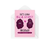 Tongue in Peach Divertida tarjeta del día de San Valentín - Let's Grow Old & Wrinkle Together Pasas - Tarjetas para marido esposa - San Valentín - Novia novio - CBH1462