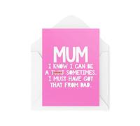 Tongue in Peach Divertida Tarjetas Felicitacion para el día de la madre - I Know I Can Be A Tw At - Tarjeta de cumpleaños para mamá - Tarjeta de mamá - Cumpleaños de mamá - CBH1476