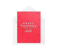 Tongue in Peach Divertidas tarjetas de aniversario para padres, feliz aniversario de tu hijo favorito, tarjeta de felicitación única, tarjetas de cumpleaños tontas, CBH1742