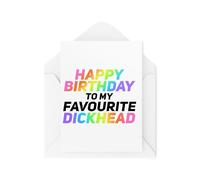 Tongue in Peach Divertidas tarjetas de cumpleaños - Feliz cumpleaños a mi favorito D*ckhead - Tarjetas de felicitación para cumpleaños - Tarjetas humorísticas para adultos - CBH2008