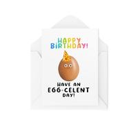 Tongue in Peach Divertidas tarjetas de cumpleaños - Happy Birthday Have an Egg-Celent Day - Tarjetas divertidas - Tarjetas de cumpleaños para amigos y familiares - CBH1884