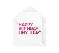 Tongue in Peach Divertidas tarjetas de cumpleaños - Happy Birthday Tiny T*ts - Pequeñas tetas de broma para su mejor amiga, tarjetas de colega, tarjeta divertida de novia CBH1608
