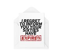 Tongue in Peach Divertidas tarjetas de cumpleaños para amigos y familiares - I Regret to Inform You Your Sixties Have Expir, tarjeta de 70 cumpleaños - CBH2028