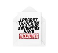 Tongue in Peach Divertidas tarjetas de cumpleaños para amigos y familiares - I Regret to Inform You Your Seventies Have Expir, tarjeta de 80 cumpleaños - CBH2029