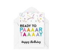 Tongue in Peach Divertidas tarjetas de cumpleaños | Tarjeta lista para Paaartaaay | Para ella, él, celebración, novedad, fiesta, adolescente, amigo, colega, linda broma, diversión tonta | CBH670