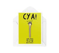 Tongue in Peach Divertidas tarjetas de despedida | Tarjeta Cya Wave | Para él, su colega mudándose nuevo trabajo, regalo de despedida bromas, novedad Miss You Friend trabajo de oficina | CBH615