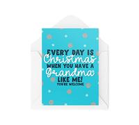 Tongue in Peach Divertidas tarjetas de Navidad | Cada día es Navidad cuando tienes una abuela | Celebración de Navidad | Bromas divertidas | CBH1372