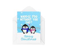 Tongue in Peach Divertidas tarjetas de Navidad novedosas | Waddle I Do Without You?! | Regalo de Navidad para papá e hija | Bromas divertidas | CBH1383
