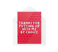 Tongue in Peach Divertidas tarjetas de novio | Gracias por poner conmigo por elección tarjeta | Para él, ella, novia, esposa, marido, aniversario de San Valentín | CBH600