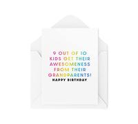 Tongue in Peach Divertidas tarjetas para nietos - 9 de cada 10 niños obtienen su impresionante de sus abuelos - Nana Grandad - Tarjetas de cumpleaños para niños - CBH1619