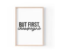 Tongue in Peach Impresión con cita divertida | Impresiones para el hogar | But First Champagne | Arte de pared estético para el hogar, bar, regalo de burbujas | A4 A3 A5 *Marco no incluido* - PBH63