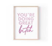 Tongue in Peach Impresión de cita divertida | impresiones para el hogar, estás haciendo gran b*tch | arte estético de pared feminista bestie | A4 A3 A5 * marco no incluido* - PBH166