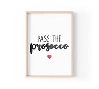 Tongue in Peach Impresión de cita divertida | Impresiones para el hogar | Pass The Prosecco | Arte estético de pared para el hogar Bar burbujas para ella | A4 A3 A5 *Marco no incluido* - PBH134