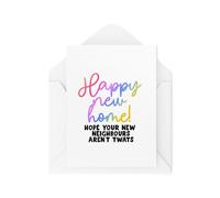 Tongue in Peach Moving Cards CBH1853 - Tarjeta de nueva casa - Feliz nuevo hogar - Hope Your New Neighbours aren't Tw*ts - Tarjetas para amigos - Tarjetas de mudanza - CBH1853