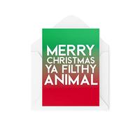 Tongue in Peach Tarjeta de Navidad divertida - Merry Christmas You sucio Animal - Tarjetas de broma para Navidad - Tarjetas de felicitación secretas de Papá Noel - Novela de banter - CBH9