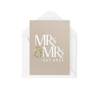 Tongue in Peach Tarjetas de boda para parejas homosexuales, tarjetas de recién casados, Mrs & Mrs Established 2023, tarjeta de boda, tarjetas de felicitación, boda LGBT, CBH1800