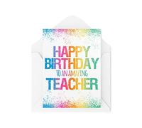 Tongue in Peach Tarjetas de cumpleaños divertidas | Feliz cumpleaños a una increíble tarjeta de maestro | Ocupación amigo trabajo colega compañero de trabajo escuela de novedad | CBH1093