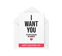 Tongue in Peach Tarjetas divertidas de San Valentín, para ella para él mujeres y hombres, I Want You to Stop Roaling My Hoodies, Broma Banter Fun Comedia Esposa Marido CBH421