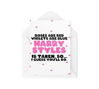 Tongue in Peach Tarjetas divertidas para parejas, aniversario, San Valentín, las rosas son violetas rojas son azules Harry Styls So You'll Do - Celebrity Crush - CBH2056