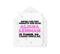 Tongue in Peach Tarjetas divertidas para parejas, aniversario, San Valentín, las rosas son violetas rojas son azules Alisha Lehman So You'll Do - Celebrity Crush - CBH2078