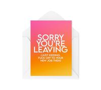 Tongue in Peach Tarjetas divertidas para un nuevo trabajo - Sorry You're Leaving Just Kidding - Tarjeta de dejar el trabajo - Tarjetas de oficina - Tarjetas de amigo de trabajo - CBH1935