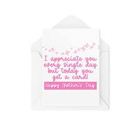Tongue in Peach Tarjetas para el día de la madre - I Appreciate You Every Single Day - Tarjetas para mamá - Tarjeta para mamá - Tarjeta de mamá - Love You Mum - Tarjeta para madrastra - CBH1576