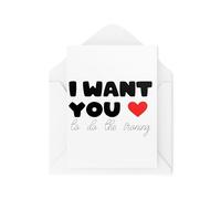 Tongue in Peach Tarjetas románticas divertidas - Tarjetas de pareja - I Want You to Do the Ironing - Tarjeta de novia novio - marido esposa - CBH2098