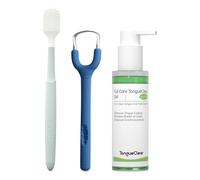 Tongueclear Combo eficaz de raspador de lengua y cepillo oral para adultos, limpiador ergonómico de lengua que promueve un aliento más fresco, paquete de limpiador de mucosa oral, esencial para el