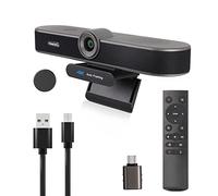 TONGVEO Cámara Web 4K con micrófono y Altavoz, Zoom Digital 4X, ePTZ videoconferencia Webcam con Mando a Distancia para Escritorio, Marco de Coche AI, Streaming, Oficina en casa