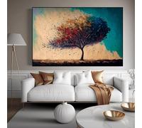 TONGYINLI Arte mural abstracto de árboles: pósteres y láminas de decoración moderna para dormitorios, pintura al óleo sobre lienzo del Árbol de la Vida a todo color (50x75cm/marco interno).