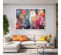 TONGYINLI Arte mural de búhos coloridos: lienzo abstracto de pájaros, pósteres modernos de animales, impresión de vida silvestre, decoración bohemia para el hogar (70 x 100 cm/sin marco)