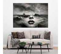 TONGYINLI Arte surrealista, gran lienzo abstracto de rostro femenino, pintura al óleo, retrato contemporáneo, carteles e impresiones, decoración de pared, marco de 40 x 60 cm