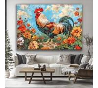 TONGYINLI Cuadro abstracto de gallo para pared: pintura sobre lienzo de animales de granja, pósteres y láminas de paisajes rurales, mural para decoración del hogar (60x90cm/sin marco).