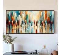TONGYINLI Cuadro abstracto de paisaje urbano africano pintado al óleo sobre lienzo, pósteres y láminas para sala de estar, decoración de pared del hogar (55x110cm/marco interno)
